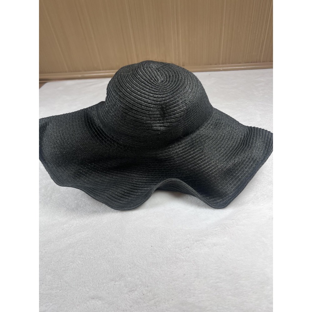 Nollia Hat Sun Womens One Size Black Wide Brim Floppy Beach Summer Packable